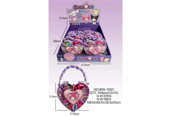 DIY Play House Girl Toy Beads Kuromi Heart (12PCS Single Price)