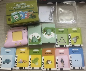 Educational Toy Bilingual Flashcard Machine (Little Dinosaur 112 Cards, Arabic + English)