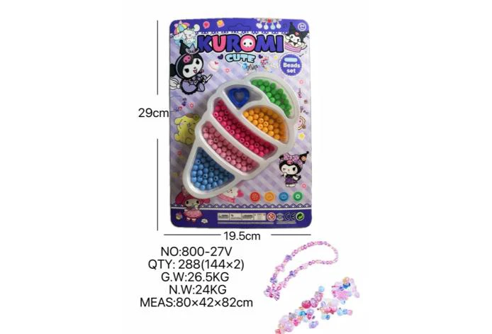 DIY pretend play girl toy beaded Kuromi ice cream