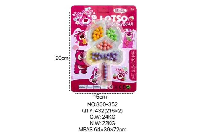 Strawberry Bear DIY Beads Three-Section Lollipop