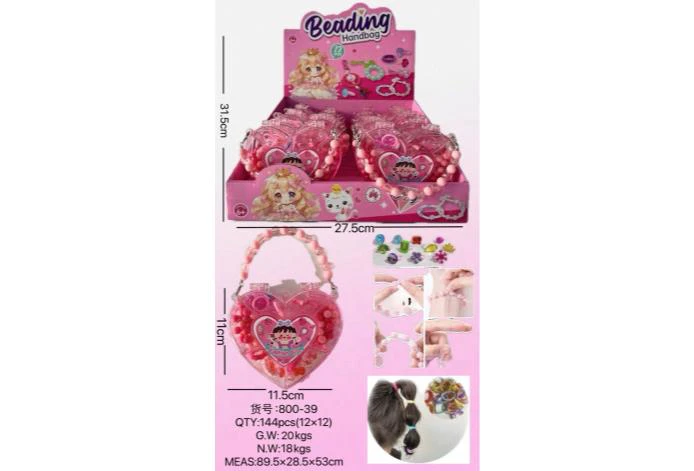 DIY Pink Heart Beads with Handle (Price per 12 PCS each)