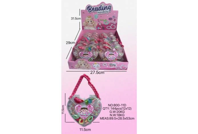 DIY pretend play girl toy beaded cartoon heart (price per piece for 12PCS)