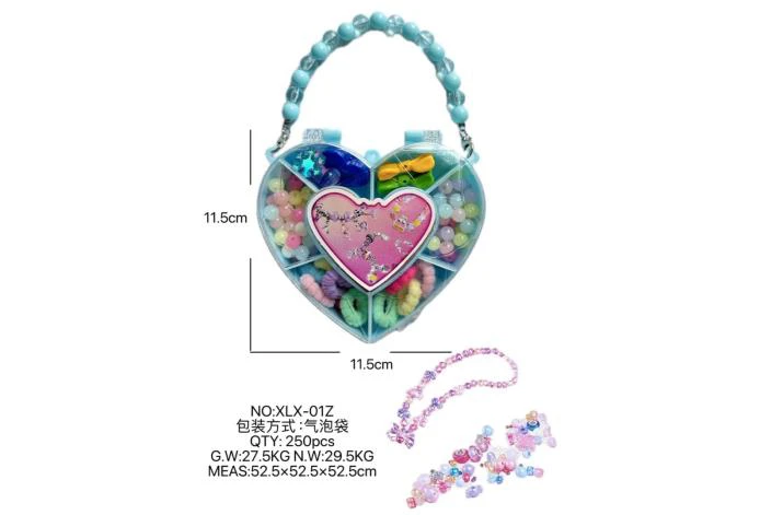 DIY playhouse girl toy beaded jewelry heart