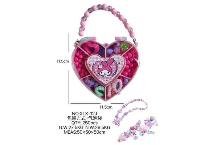 DIY pretend play girl toy bead Kuromi heart