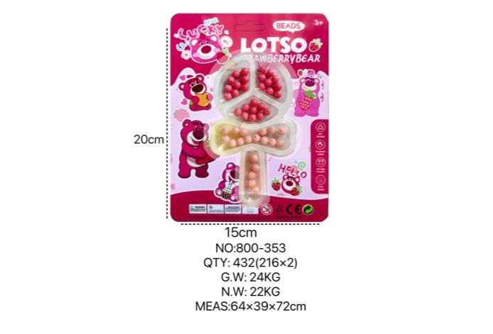 Strawberry Bear DIY Beads Three-Section Lollipop