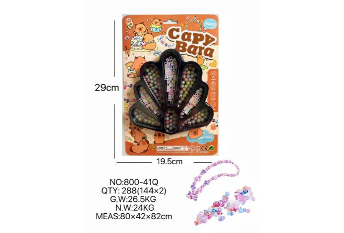 DIY pretend play girl toy beaded Capybara peacock tail