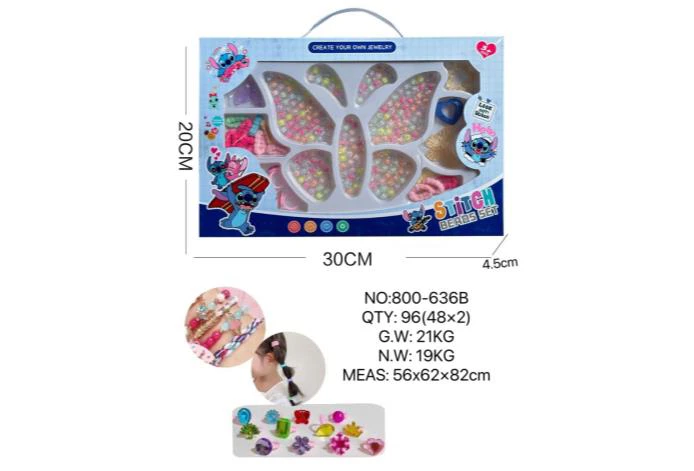 DIY pretend play girl toy beads Stitch butterfly