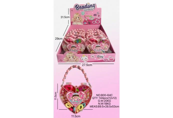 DIY pretend play girl toy beaded cartoon heart (price per piece for 12PCS)