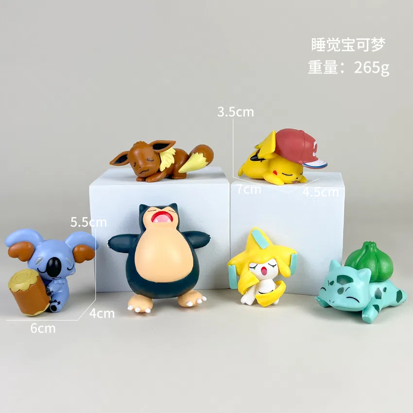 Pikachu Pokémon Figure Sleeping Pose Pokémon 6pcs