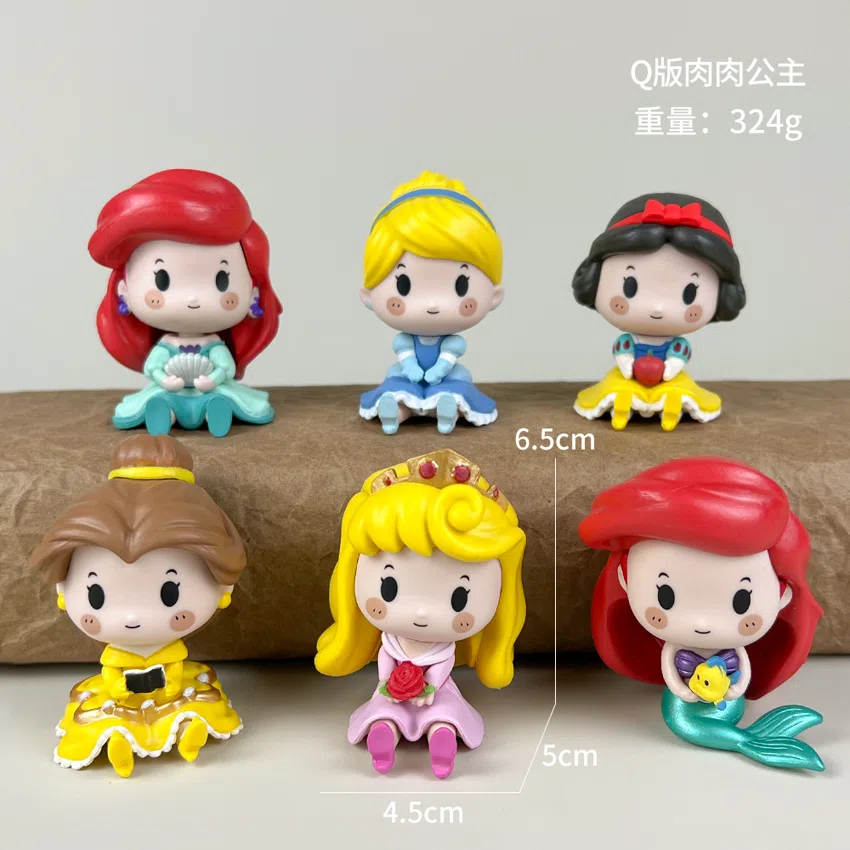 Disney Figurines Q-version Chubby Princess 6 Types