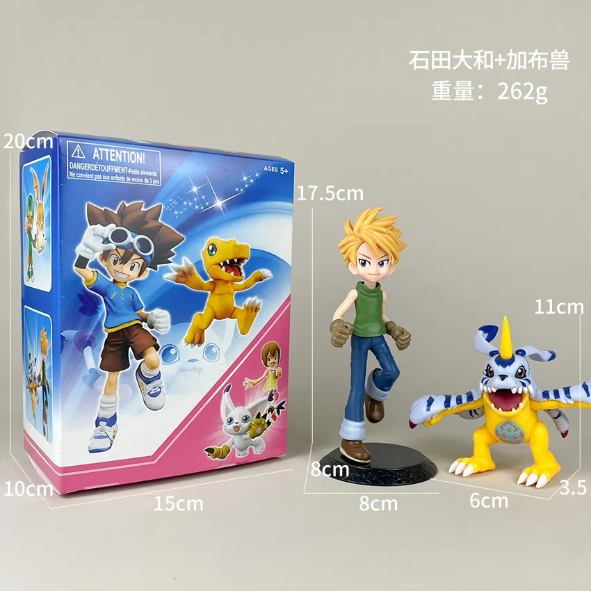 Pikachu Pokémon Figurines Yamato + Gabumon Figurine with Black Base