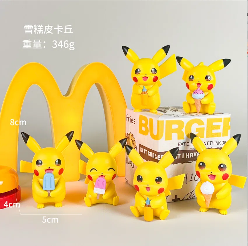 Pikachu Pokémon Figure Ice Cream Pikachu 6pcs