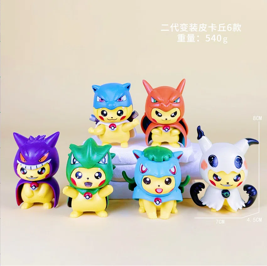 Pikachu Pokémon Figure 2nd Generation Costume Pikachu 6pcs