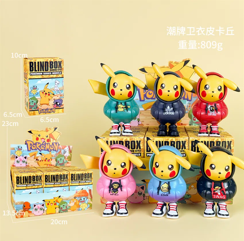 Pikachu Pokémon Figure Trendy Hoodie Pikachu 6pcs