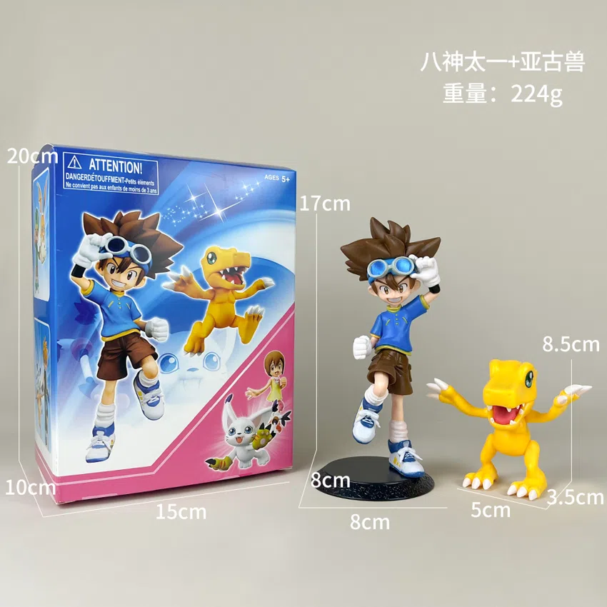 Pikachu Pokémon Figurines Tai + Agumon Figurine with Black Base