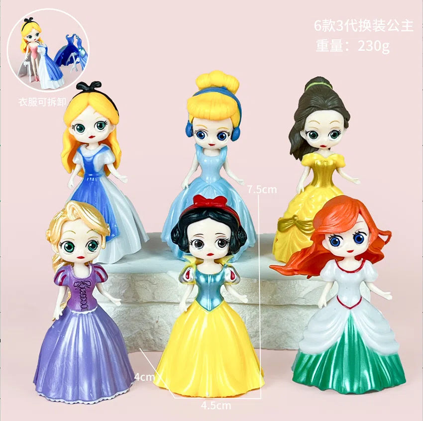 Disney Figurines 3rd Generation Dress-up Princess 6 Types