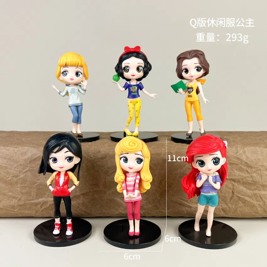 Disney Figurines Q-version Casual Outfit Princess 6 Types