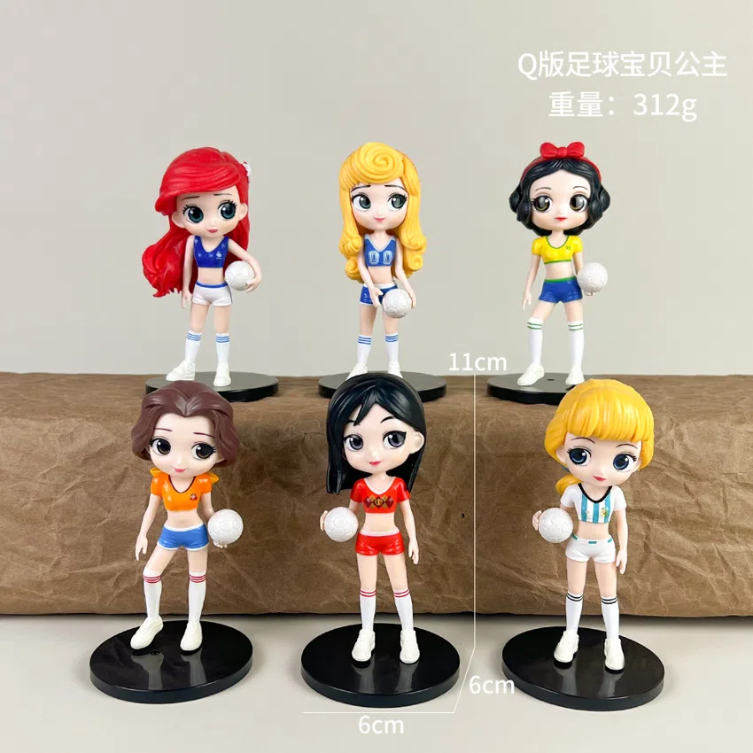 Disney Figurines Q-version Soccer Babe Princess 6 Types