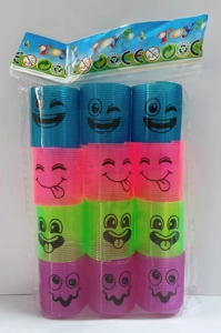 12 Transparent Round Monster Face Rainbow Rings