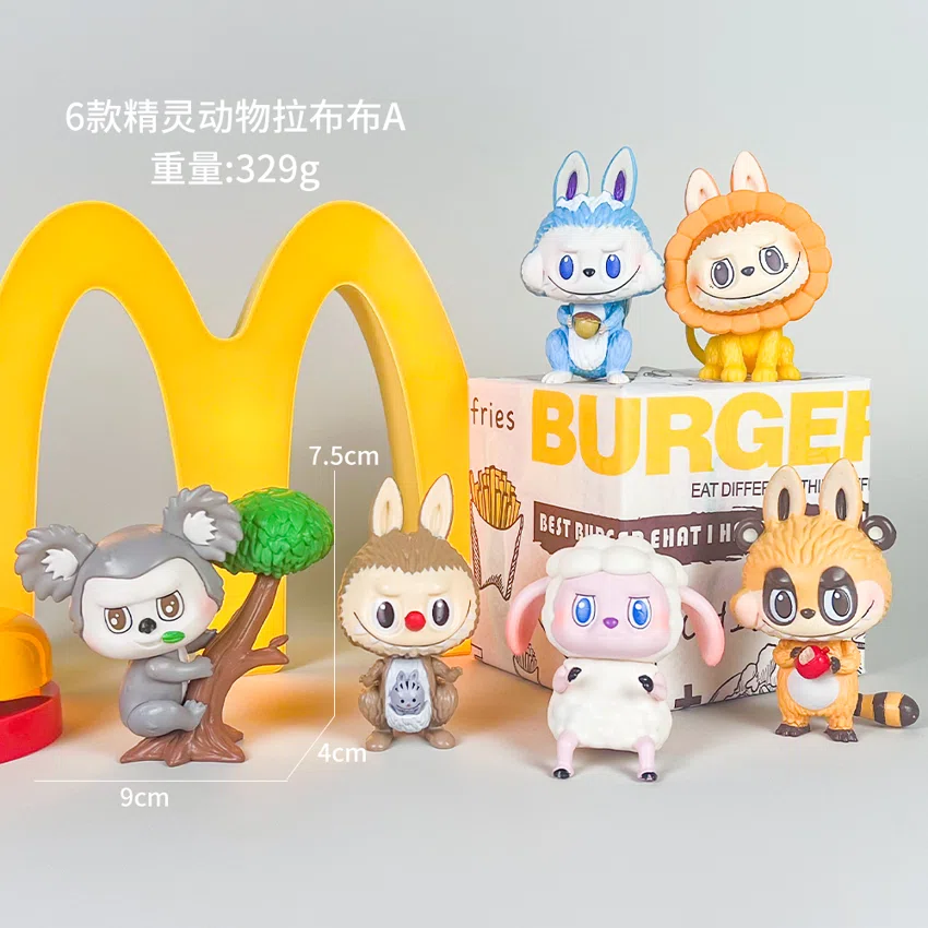 Labubu Figurine Elf Animal A Version 6 Pieces