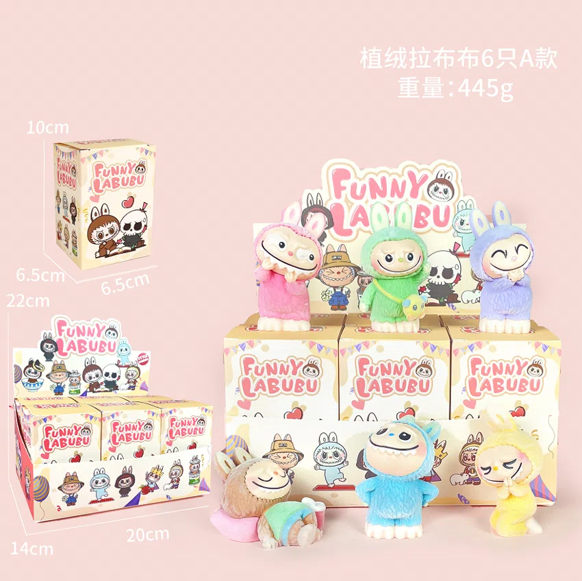 Labubu Figurine Flocked Labubu A Set 6 Pieces