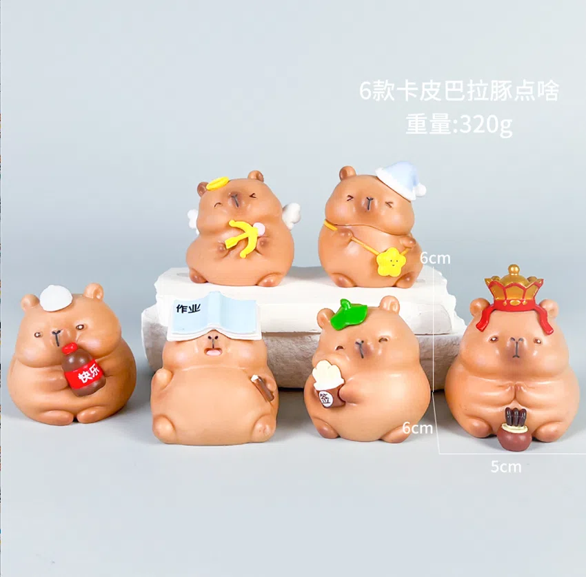 What are the 6 types of Capybara figurines?