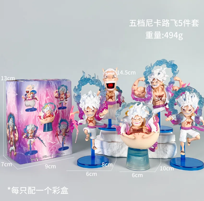 One Piece Figurine Chibi Nika Luffy 5-Piece Set