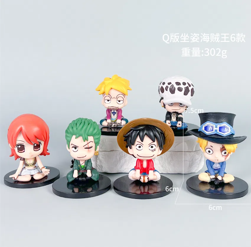 One Piece Figurine Q-version Sitting A Style 6 Pieces