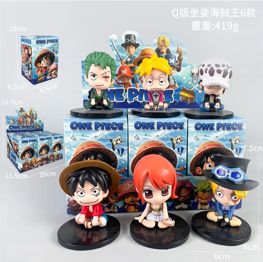 One Piece Figurine Q-version Sitting A Style 6 Pieces