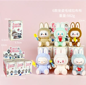Labubu Figurine Sitting Flocked Labubu 6 Pieces