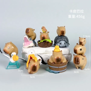 7 capybara figurines