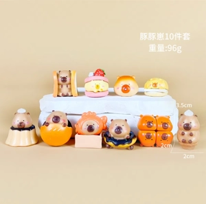 10 Capybara figures of piglets