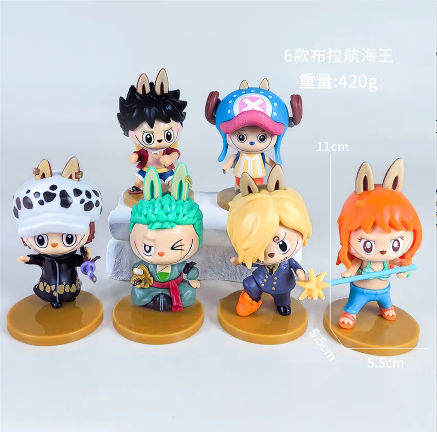 One Piece Figurine Labubu COS One Piece 6 Pieces