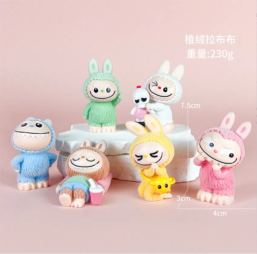 Labubu Figurine C Version 6 Pieces Flocked Edition