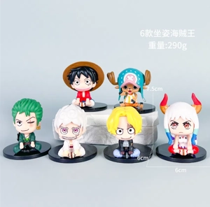 One Piece Figurine Q-version Sitting B Style 6 Pieces
