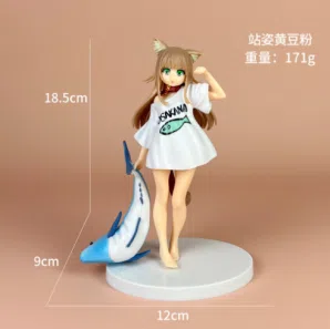 Standing Yellow Bean Powder Catgirl Figurine