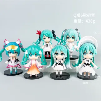 Hatsune Miku Figure Q Version Blue Hair Hatsune 6 Pieces