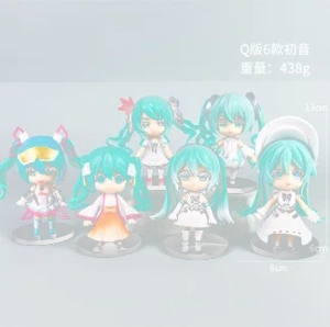 Hatsune Miku Figure Q Version Blue Hair Hatsune 6 Pieces