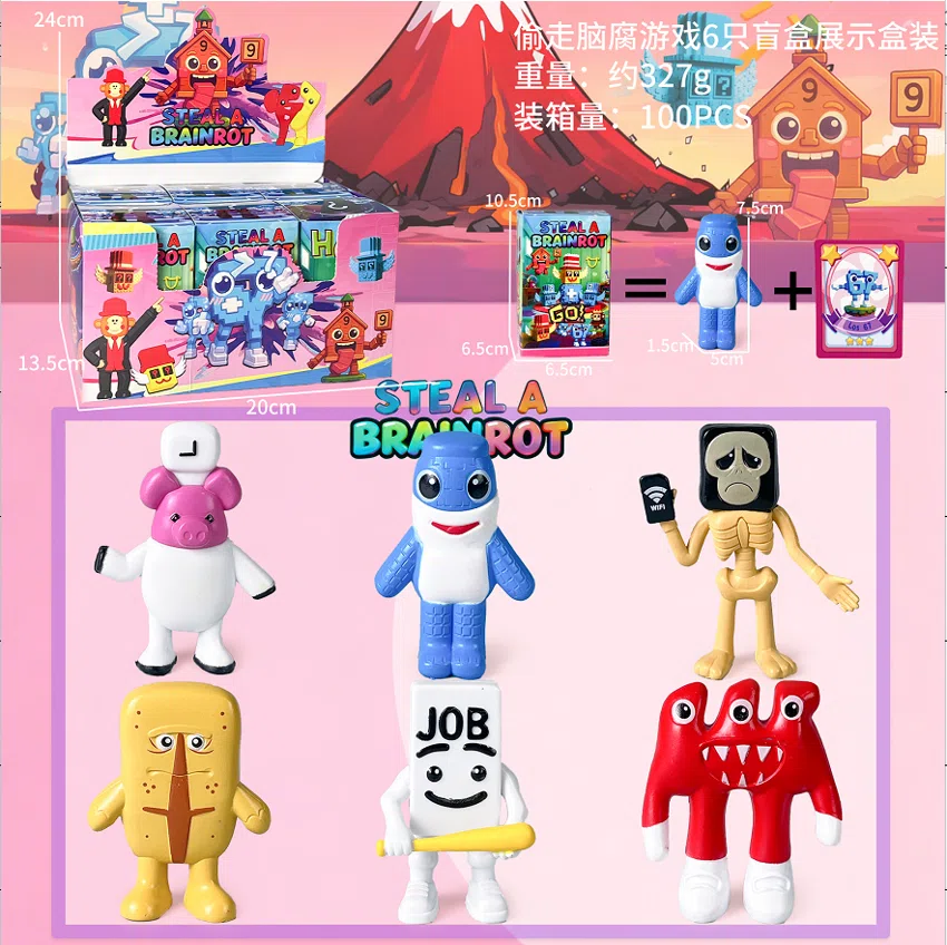 Brain-Rot Agent Figurines Blind Box with Cards 6 Types