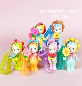Papang Angel Fresh Flower Gift Series Figurines 6 Pieces [Premium Version with Keychain]