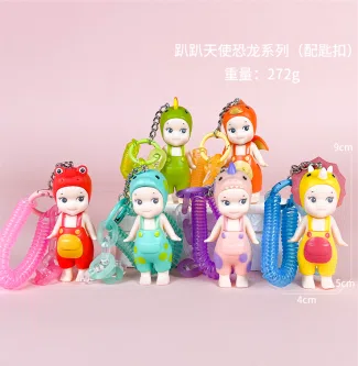 Papang Angel Dinosaur Series Figurines 6 Pieces [Premium Version with Keychain]