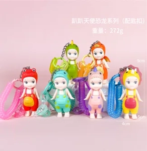 Papang Angel Dinosaur Series Figurines 6 Pieces [Premium Version with Keychain]