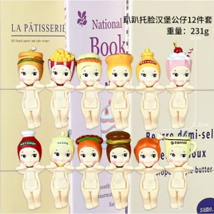 Papang Angel Face-Holding Burger Plush Series Figurines 12 Pieces