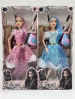 11.5-inch 11-joint long ponytail fashion Barbie doll with two-color mixed fashion clothes and a fashionable bag