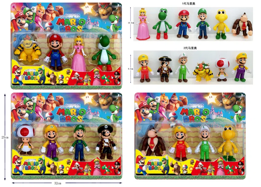 First and second-generation Mario figurines, 4 types