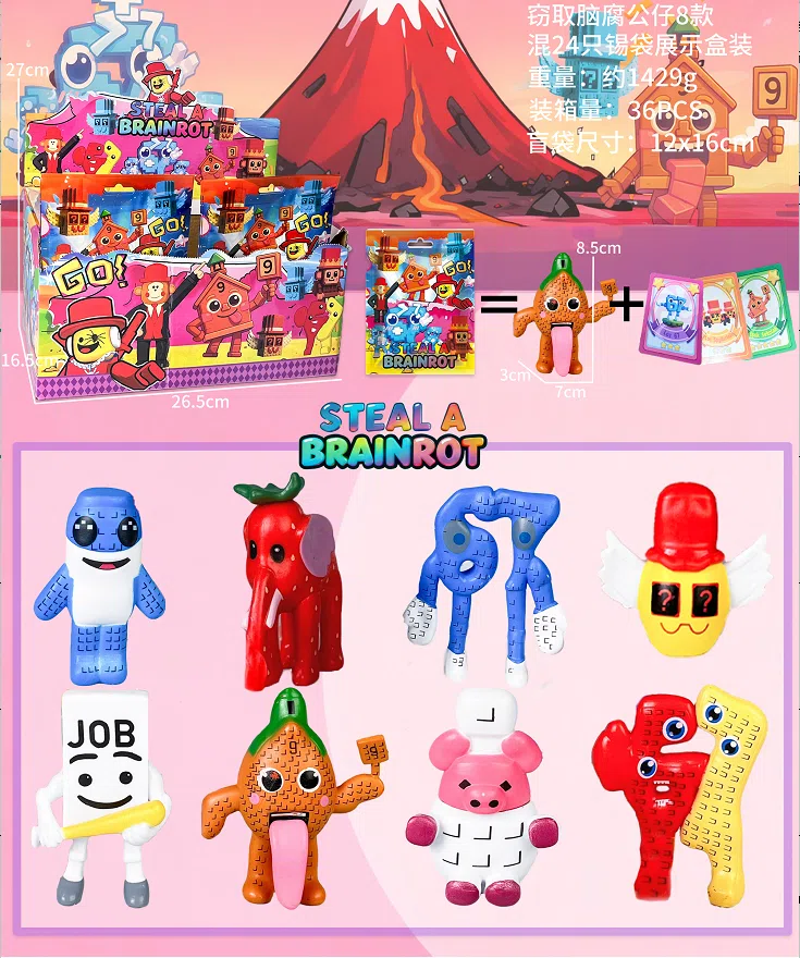 Brain-Rot Agent Figurines Blind Bag with Cards 24 Pieces