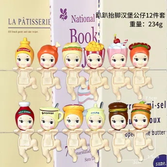 Papang Angel Foot-Lifting Burger Plush Series Figurines 12 Pieces