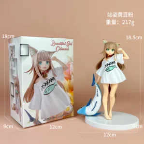 Standing Yellow Bean Powder Catgirl Figurine