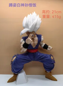 Dragon Ball squatting posture white god Sun Gohan figure