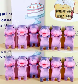 Paw Paw Angel Pink Hippo Series Figurine 12 Pieces